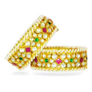 Traditional Kundan Pearl-Edged Bangles